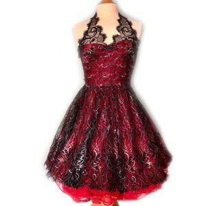 Vintage 90s Betsey Johnson Lace Prom Gown Dress with Crinoline Size Small